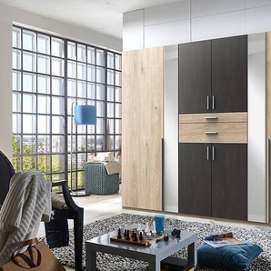 Drehtürenschrank Odessa 270cm Braun/Eiche Hell Dekor/Grau