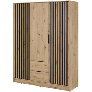 Drehtürenschrank ohne Spiegel KELLY 155 cm 3-türig eiche Artisan