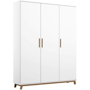 Drehtürenschrank RAUCH Carlsson Schränke Gr. B/H/T: 136 cm x 203 cm x 53 cm, 3 St., weiß (weiß, eiche massiv) Drehtürenschränke Schränke