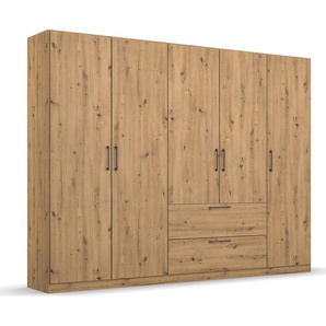 Drehtürenschrank RAUCH Challenger Schränke Gr. B/H/T: 226,0 cm x 197,0 cm x 54,0 cm, 5 St., braun (eiche artisan) Drehtürenschränke mit geräumigen Schubladen