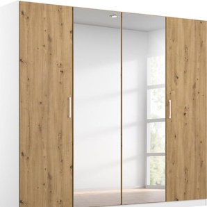 Drehtürenschrank RAUCH Cosmo Schränke Gr. B/H/T: 181 cm x 197 cm x 54 cm, Mit Spiegel, 4 St., weiß (alpinweiß, eiche artisan) Drehtürenschränke Inkl. 6er-Set Stoffboxen und extra Einlegeböden, optional mit Spiegel