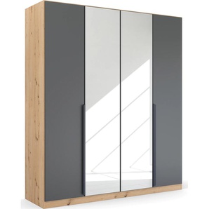 Drehtürenschrank RAUCH Dark&Wood by Quadra Spin Schränke Gr. B/H/T: 181 cm x 210 cm x 54 cm, 4 St., braun (eiche artisan, grau metallic) Drehtürenschränke im Industrial Style mit Metallgriffstangen, Spiegel