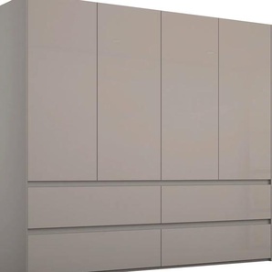 Drehtürenschrank RAUCH Elmo Schränke Gr. B/H/T: 201 cm x 223 cm x 61 cm, ohne Beleuchtung, 4 St., braun (fango, hochglanz fango) Drehtürenschränke mit Soft-Close-Funktion, optional Beleuchtung