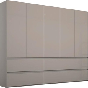 Drehtürenschrank RAUCH Elmo Schränke Gr. B/H/T: 251 cm x 223 cm x 61 cm, ohne Beleuchtung, 5 St., braun (fango, hochglanz fango) Drehtürenschränke mit Soft-Close-Funktion, optional Beleuchtung
