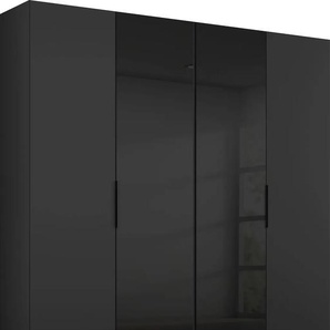 Drehtürenschrank RAUCH Fena Schränke Gr. B/H/T: 200 cm x 223 cm x 61 cm, 4 St., schwarz (schwarz, glas schwarz) Drehtürenschränke