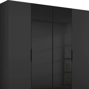 Drehtürenschrank RAUCH Fena Schränke Gr. B/H/T: 200 cm x 223 cm x 61 cm, 4 St., schwarz (schwarz, glas schwarz) Drehtürenschränke inkl. umfangreicher Innenausstattung, Außentüren optional in Eiche