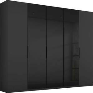Drehtürenschrank RAUCH Fena Schränke Gr. B/H/T: 250 cm x 223 cm x 61 cm, 5 St., schwarz (schwarz, glas schwarz) Drehtürenschränke inkl. umfangreicher Innenausstattung, Außentüren optional in Eiche