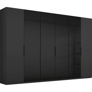 Drehtürenschrank RAUCH Fena Schränke Gr. B/H/T: 300 cm x 223 cm x 61 cm, 6 St., schwarz (schwarz, glas schwarz) Drehtürenschränke inkl. umfangreicher Innenausstattung, Außentüren optional in Eiche