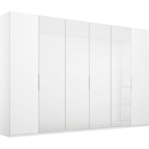 Drehtürenschrank RAUCH Fena Schränke Gr. B/H/T: 300 cm x 223 cm x 61 cm, 6 St., weiß (weiß, glas weiß) Drehtürenschränke inkl. umfangreicher Innenausstattung, Außentüren optional in Eiche
