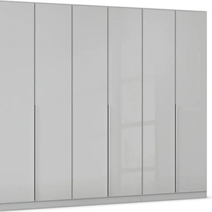 Drehtürenschrank RAUCH Kleiderschrank Kleiderschränke Schrank Garderobe AGORDO mit Glasfront Schränke Gr. B/H/T: 271 cm x 210 cm x 54 cm, 6 St., grau (seidengrau) Drehtürenschränke