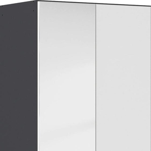 Drehtürenschrank RAUCH Mainz Schränke Gr. B/H/T: 91 cm x 210 cm x 54 cm, 2 St., grau (graumetallic, alpinweiß) Drehtürenschränke grifflose Front mit Spiegel, Außentüren Push-to-Open Funktion
