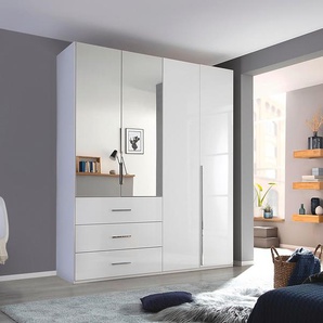 Drehtürenschrank RAUCH Montclar Schränke Gr. B/H/T: 201 cm x 223 cm x 60 cm, 4 St., weiß (weiß, hochglanz weiß) Drehtürenschränke mit Schubkästen und Spiegel, inkl. Wäscheeinteilung