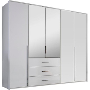 Drehtürenschrank RAUCH Montclar Schränke Gr. B/H/T: 254 cm x 225 cm x 65 cm, mit Beleuchtung, 5 St., weiß (weiß, hochglanz weiß) Drehtürenschränke Passepartout optional mit Beleuchtung, inkl. Wäscheeinteilung