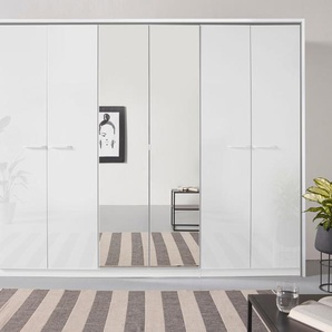 Drehtürenschrank RAUCH Oteli Schränke Gr. B/H/T: 275 cm x 231 cm x 58 cm, ohne Beleuchtung, 6 St., weiß (weiß, hochglanz weiß) Drehtürenschränke mit Mittelspiegel und Passepartout optional Beleuchtung