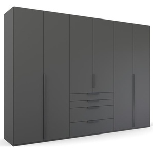 Drehtürenschrank RAUCH Purisma Schränke Gr. B/H/T: 301 cm x 223 cm x 60 cm, 6 St., grau (graphit) Drehtürenschränke mit Schubladen und umfangreichem Zubehör, Soft-Close-Funktion