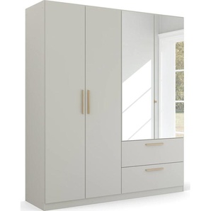 Drehtürenschrank RAUCH Skandi by Quadra Spin Schränke Gr. B/H/T: 181 cm x 210 cm x 54 cm, 4 St., grau (seidengrau) Drehtürenschränke im Landhaus-Stil mit Massivholzgriffen, Schubladen und Spiegel
