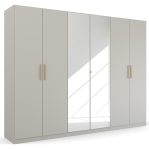 Drehtürenschrank RAUCH Skandi by Quadra Spin Schränke Gr. B/H/T: 271 cm x 210 cm x 54 cm, 6 St., grau (seidengrau) Drehtürenschränke im Landhaus-Stil mit Massivholzgriffen, vollflächige SpiegeltÜren