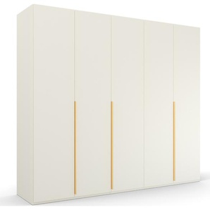 Drehtürenschrank RAUCH Skat Glamour Schränke Gr. B/H/T: 251 cm x 223 cm x 63 cm, 5 St., weiß (alpinweiß) Drehtürenschränke goldene Griffstange und umfangreiche Innenausstattung