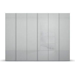 Drehtürenschrank RAUCH Skat Meridian Schränke Gr. B/H/T: 301 cm x 223 cm x 63 cm, 6 St., grau (seidengrau, glas seidengrau) Drehtürenschränke Glasfront, inkl. Innenspiegel und 4 Innenschubladen