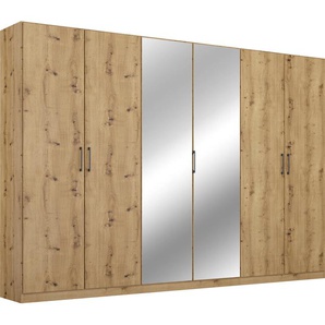 Drehtürenschrank RAUCH Thor Schränke Gr. B/H/T: 271 cm x 229 cm x 54 cm, mit Spiegel, 6 St., braun (eiche artisan) Drehtürenschränke inkl. Einsatz mit 2 Metallkörben, Stoffboxen und zusätzlichen Böden