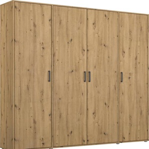 Drehtürenschrank RAUCH Voyager Schränke Gr. B/H/T: 187 cm x 194 cm x 53 cm, 4 St., braun (eiche artisan) Drehtürenschränke mit modernen Griffen in Graumetallic Bestseller