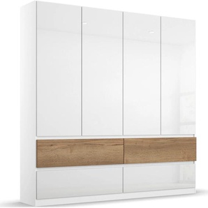 Drehtürenschrank RAUCH Winnipeg Schränke Gr. B/H/T: 181 cm x 210 cm x 56 cm, Ohne Beleuchtung, 4 St., weiß (weiß, hochglanz weiß) Drehtürenschränke grifflose Front, Schubkästen m. Griffmulde, auch mit Beleuchtung