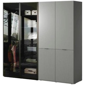 Drehtürenschrank 4 türig Sandbox ¦ grau ¦ Maße (cm): B: 202 H: 200