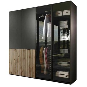 Drehtürenschrank - schwarz - Materialmix - 202 cm - 200 cm | Möbel Kraft