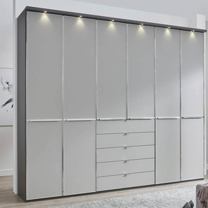 Drehtürenschrank Shanghai 3, weiß, 300 cm, mit 5 Schubkästen