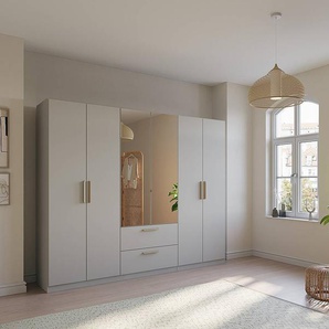 Drehtürenschrank Skandi Typ B 270cm Grau/Seidengrau mit Spiegeltür/-en