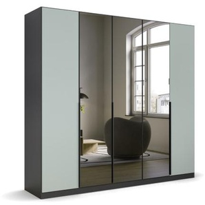 Drehtürenschrank Skyla, graumetallic/salbei, 226 x 210 cm