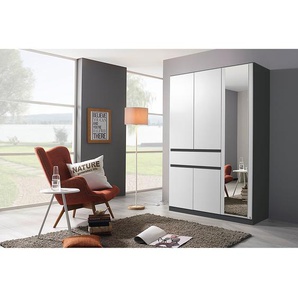 Drehtürenschrank 136cm Weiß/Alpinweiß/Graumetallic