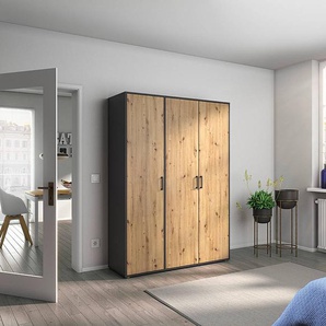 Drehtürenschrank Voyager 140cm Grau/Eiche Artisan Dekor/Graumetallic