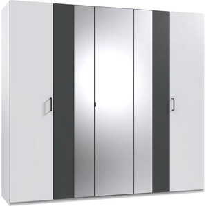 Drehtürenschrank WIMEX Kreta Schränke Gr. B/H/T: 225 cm x 208 cm x 58 cm, 5 St., weiß (weiß, graphit) Drehtürenschränke mit Spiegeltüren, 225cm breit