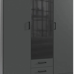 Drehtürenschrank WIMEX Soest Schränke Gr. B/H/T: 135 cm x 198 cm x 58 cm, 3 St., schwarz (graphit, glas schwarz) Drehtürenschränke mit Farbglas-Tür, wahlweise 135 oder 180cm breit