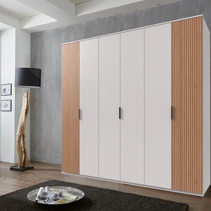 Drehtürenschrank WIMEX Tunis Schränke Gr. B/H/T: 270 cm x 210 cm x 58 cm, weiß (weiß, außentüren akustiklamellen nachbildung artisan eiche nachbildung) Drehtürenschränke inklusive Kranzleiste, Türen in Lamellen Optik