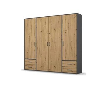 Drehtürenschrank Yarm - grau - Materialmix - 187 cm - 194 cm | Möbel Kraft
