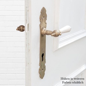Drückergarnitur für Haustüren-Porzellangriffe | PZ92 | Messing patiniert
