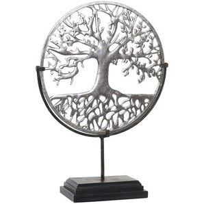 DRW Figur Baum des Lebens aus versilbertem Metall mit Standfuß, 5 cm, 36,5 x 12 x 51,5 cm