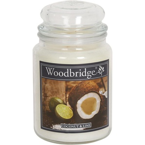 Duftkerze WOODBRIDGE Coconut & Lime Kerzen Gr. Ø/H: 9,8 cm x 17 cm, weiß (weiß, transparent) Kerzen