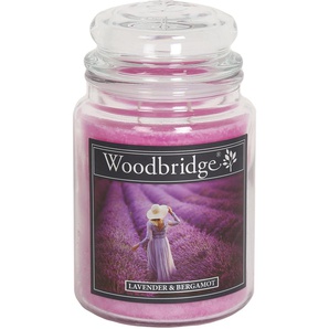 Duftkerze WOODBRIDGE Lavender & Bergamot Kerzen Gr. Ø/H: 9,8 cm x 17 cm, lila (lila, transparent) Kerzen