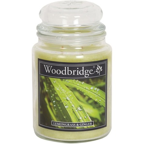 Duftkerze WOODBRIDGE Lemongrass & Ginger Kerzen Gr. Ø/H: 9,8 cm x 17 cm, grün (grün, transparent) Kerzen