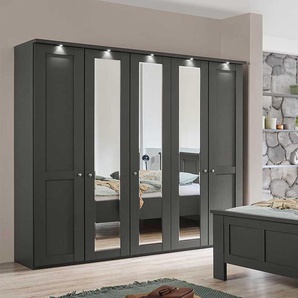 Dunkelgrauer Kleiderschrank mit Spiegeltüren Made in Germany