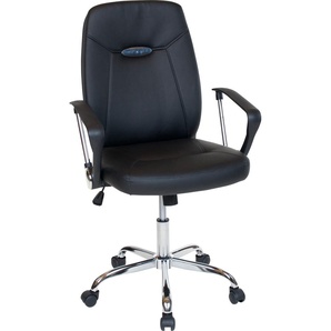 Bürostuhl DUO COLLECTION Leevi Stühle Gr. B/H/T: 54 cm x 110 cm x 54 cm, Kunstleder uni, Metall, schwarz (schwarz, verchromt) Drehstühle