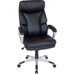 Chefsessel DUO COLLECTION Theodor XXL Stühle Gr. B/H/T: 66 cm x 124 cm x 66 cm, Kunstleder uni, Kunststoff, schwarz (schwarz, silber) Chefsessel belastbar bis 150 KG