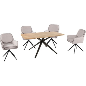 Duo Collection Essgruppe Emira und Esra, (Set, 5-tlg), massives Metalgestell, Stühle drehbar