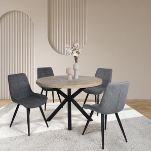 Duo Collection Essgruppe Esszimmergruppe Damira & Iris, (Set, 5-tlg., 5-tlg), Ø 120 cm, massives Metallgestell, bis 100 kg belastbar
