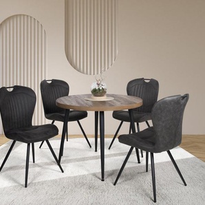 Duo Collection Essgruppe Esszimmergruppe Marla & Zoe, (Set, 5-tlg., 5-tlg), Ø 100 cm, massives Metallgestell, bis 100 kg belastbar