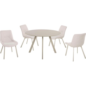 Duo Collection Essgruppe Pina und Mila, (Set, 5-tlg), Ø 120 cm, massives Metallgestell, Trendfarbe Kaschmir