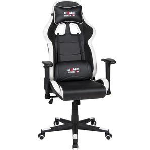 Gaming-Stuhl DUO COLLECTION Game-Rocker G-10 Stühle Gr. B/H/T: 66 cm x 125 cm x 66 cm, Kunstleder-Netzstoff, Gaming-Chair + Kunststoff-Polypropylen, schwarz (schwarz, weiß, schwarz) Gamingstühle